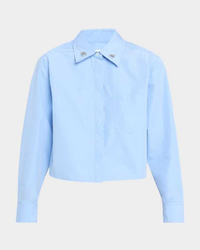 Long-Sleeve Shirt with Embellished Collar